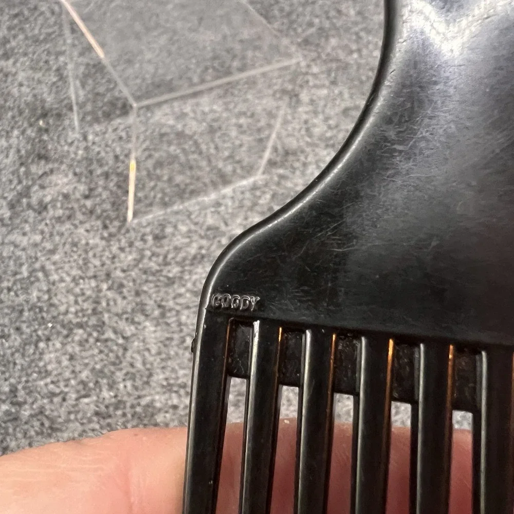 Vintage Goody Lift Comb Hair Pick with Handle Retro  Black 5.25